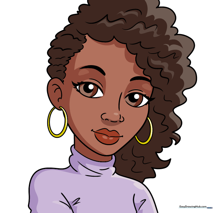 A fully colored and finished portrait of a girl.