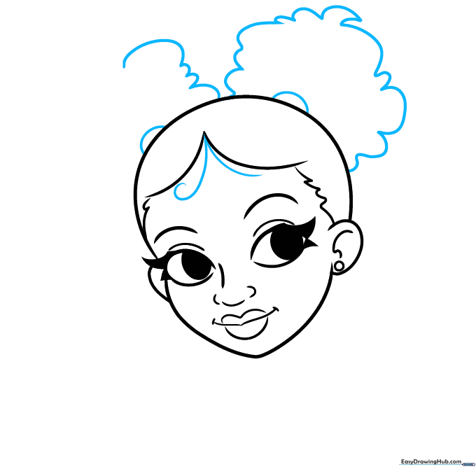 Adding hair clips and voluminous afro puff ponytails to the character.
