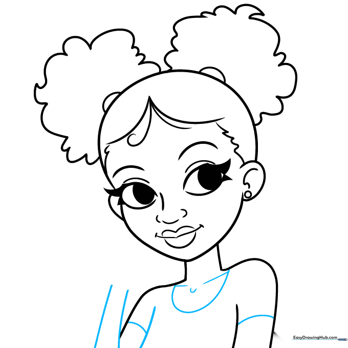 Adding shirt details including sleeves and collarbone lines.