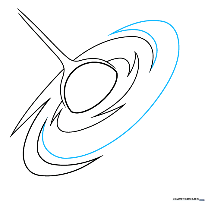 Drawing additional spiral layers to create depth in the accretion disk.