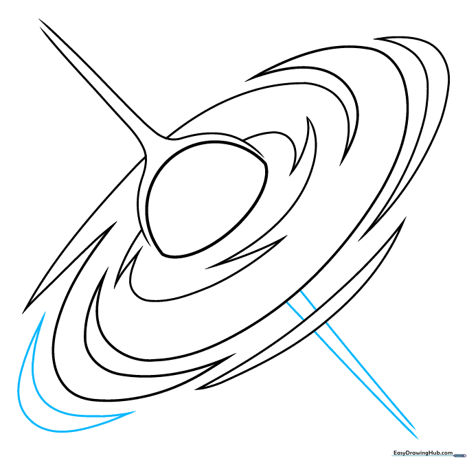 Sketching the second relativistic jet at the bottom of the black hole.