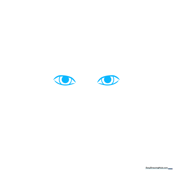 Close-up pencil sketch of two almond-shaped eyes with shaded pupils on a white background.