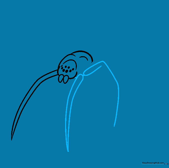 Adding the second and third legs, emphasizing the jointed 'L' shape at the top of the third leg.