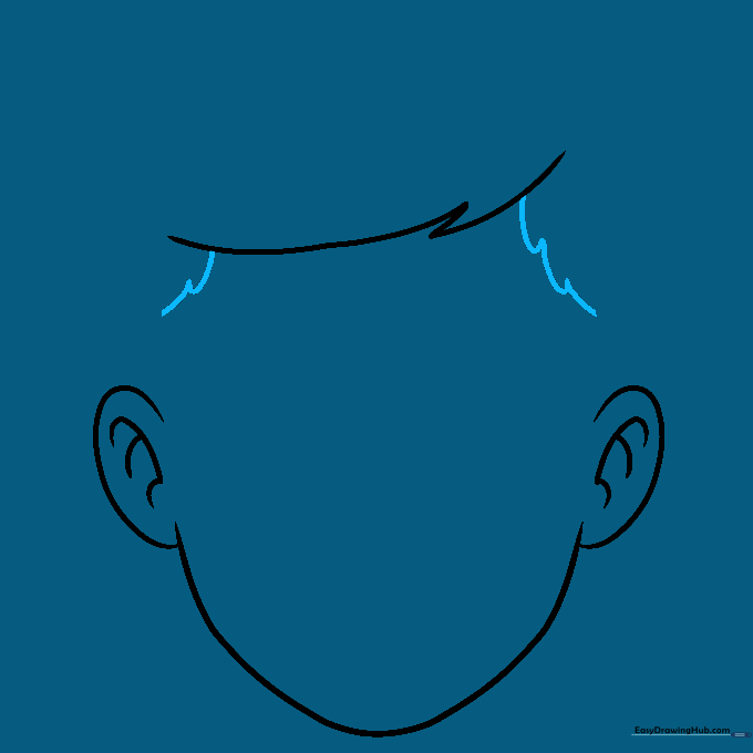 Hair strands extending down the sides of the face.
