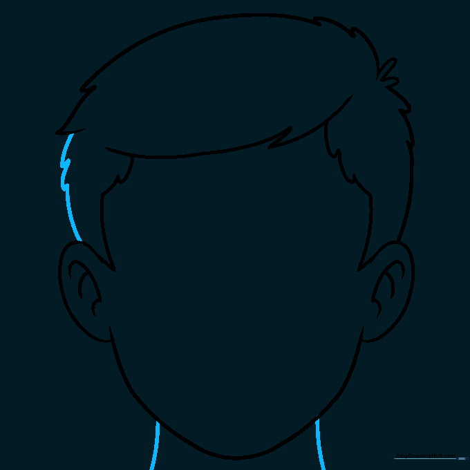 The neck is added to the bottom of the face, completing the head outline.