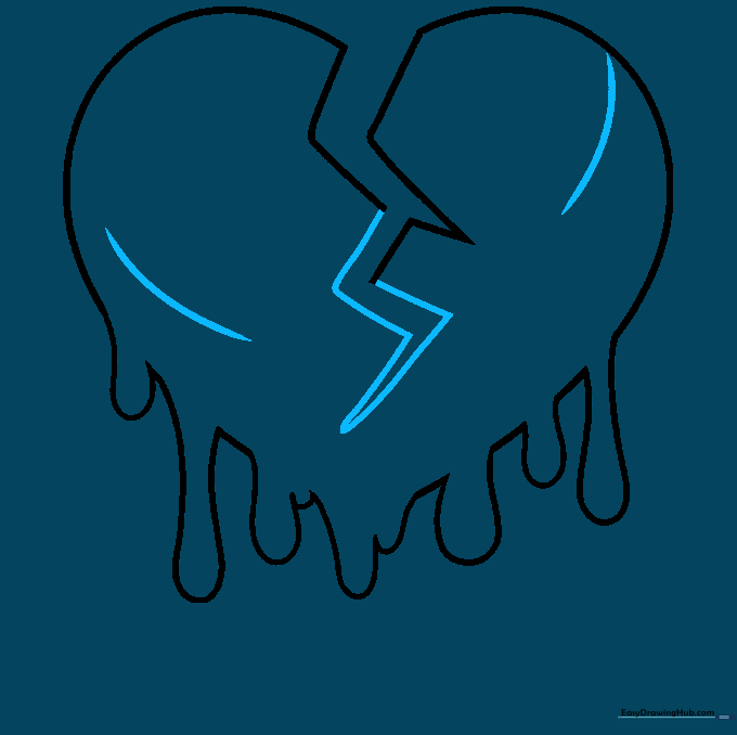 The heart now features a finished central crack and additional curved texture lines on the lobes.