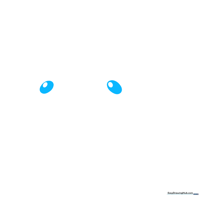 Two ovals representing blobfish eyes with pupils drawn on white background