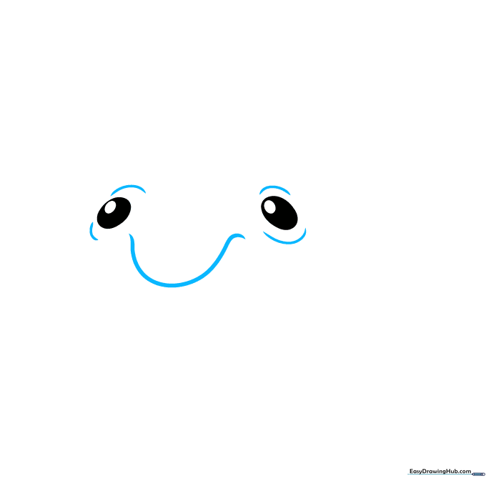 Curved lines forming the nose bridge between the blobfish eyes