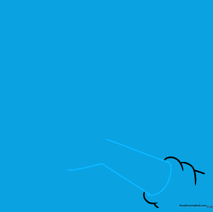 Line drawing showing the forearm extending from the sleeve and the initial curve of the hand.