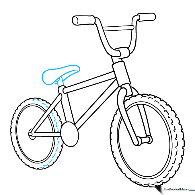 Adding the seat and mounting details to the BMX bike frame.