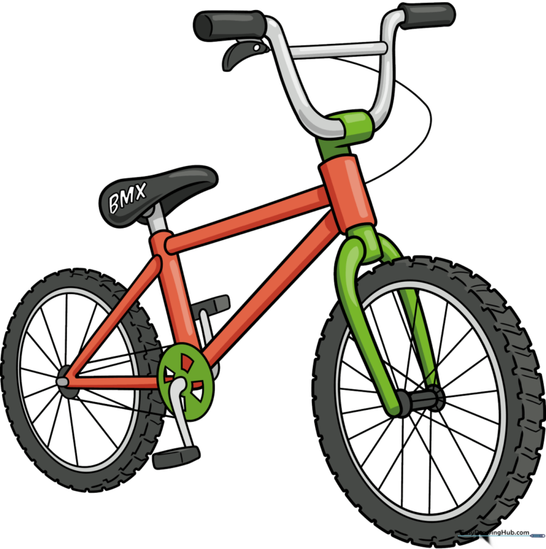 A vibrant, finished drawing of a BMX bike, showcasing the final colored result.
