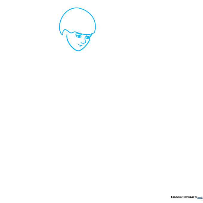 Pencil sketch of a BMX rider's helmet and facial features on white paper.