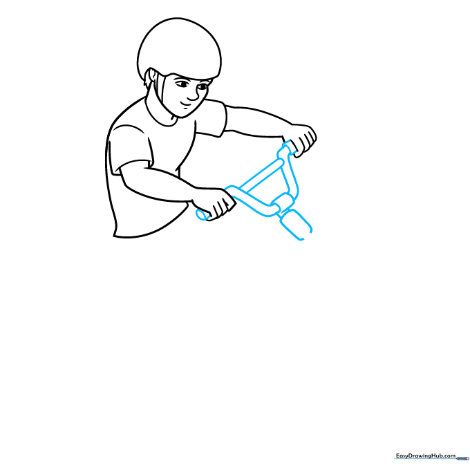 Drawing the BMX bike handlebars with cylindrical grips.