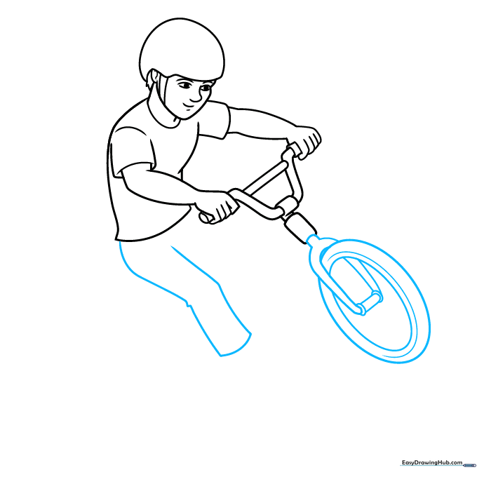 Adding the rider's legs and the circular structure of the BMX bike wheels.