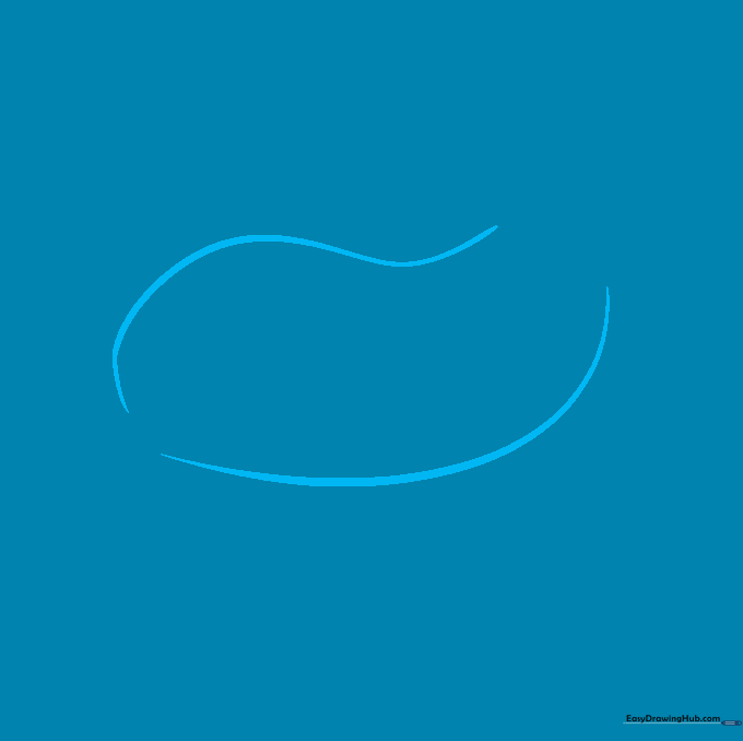 A light pencil outline of a bean-shaped bobcat body on a white background.