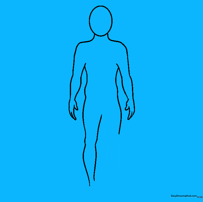 Adding the second leg to the body outline to create a balanced stance.