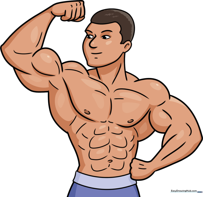 Colorful illustration of a cartoon bodybuilder flexing, used as the featured tutorial image.