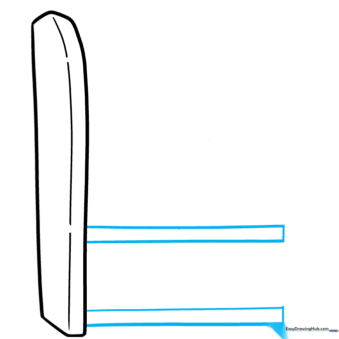 The bookshelf frame with a single narrow horizontal rectangle added at the bottom for the base shelf.
