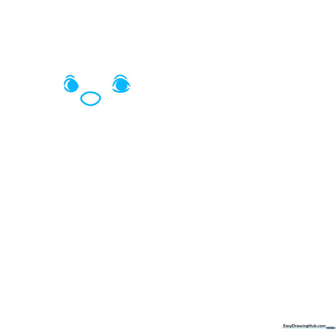 Close-up pencil sketch of Boston Terrier eyes with almond shapes and round pupils.
