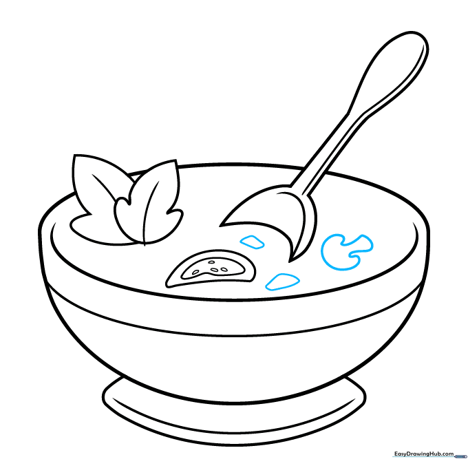 Adding a mushroom slice and vegetable chunks to the soup.