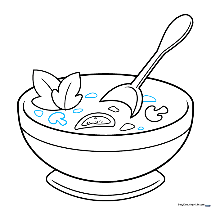 Adding more vegetable chunks to fill out the soup bowl.