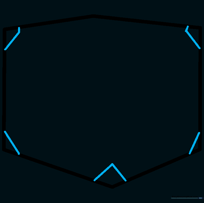 Hexagon base with small V-shaped brackets added to the corners to indicate metal reinforcement.