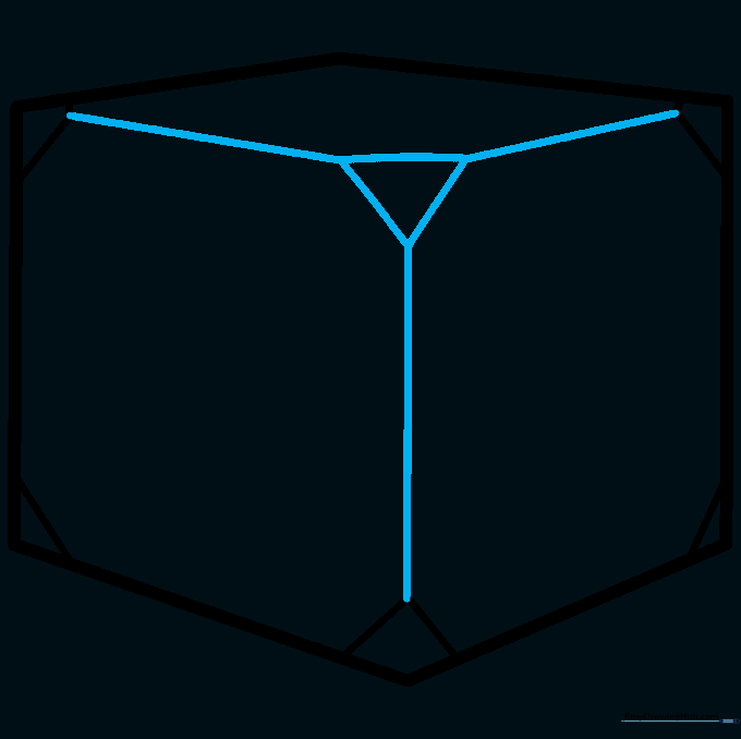 A triangle added to the top of the hexagon with connecting lines to form a 3D cube structure.