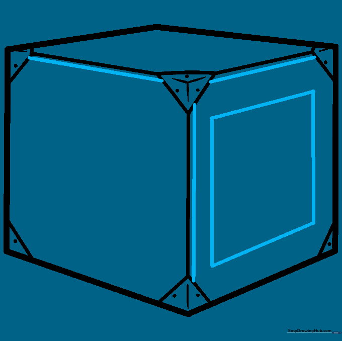 A square frame added to the side of the crate with parallel lines defining the wooden planks.