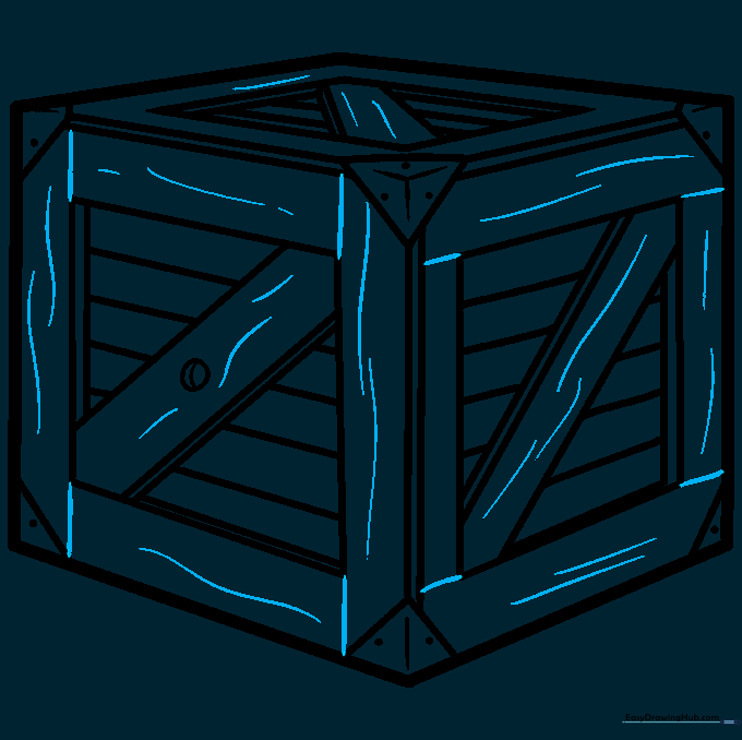 Wavy lines added to the crate surfaces to simulate wood grain texture.