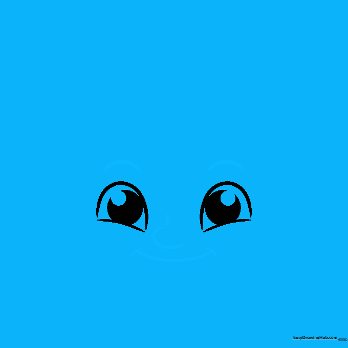 Drawing the nose and eyebrows centered above the mouth line.