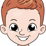 Colorful illustration of a cartoon boy face, showcasing the final result of the drawing tutorial.