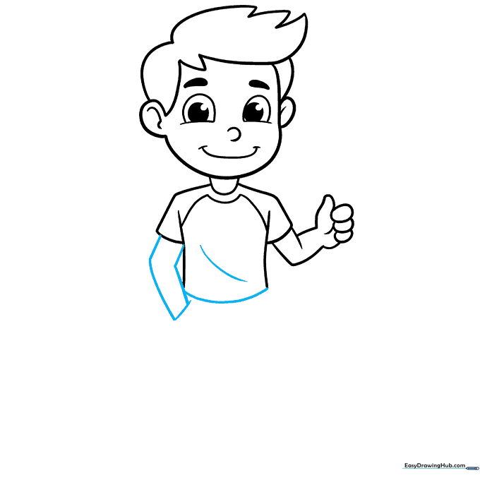 Drawing the second arm with the hand tucked into a pocket.