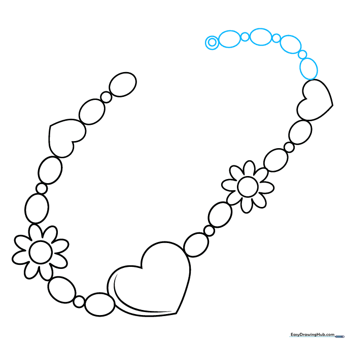 Drawing the beginning of a lobster-style clasp with concentric circles.