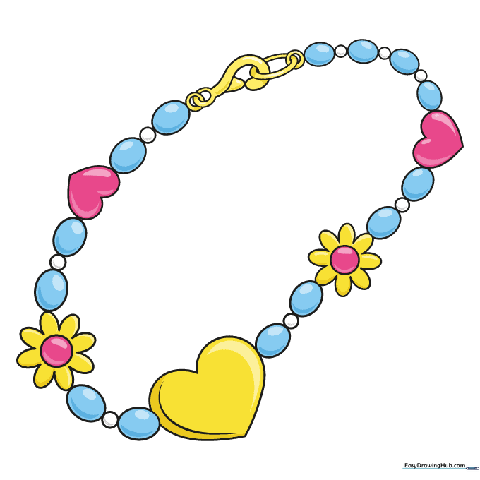 A fully colored, vibrant charm bracelet with gold clasp and colorful beads.