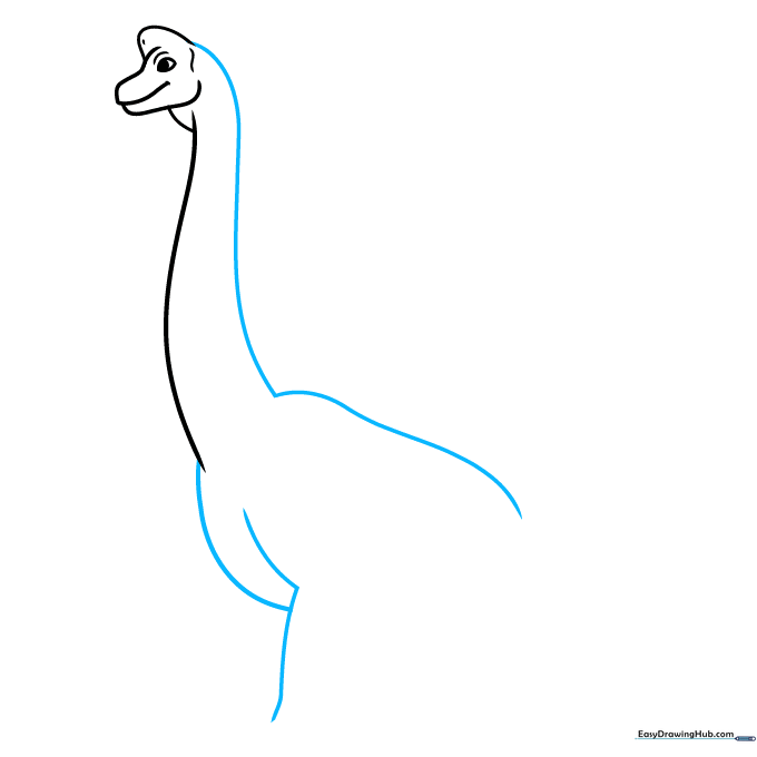 Outlining the broad back and chest area of the dinosaur body.