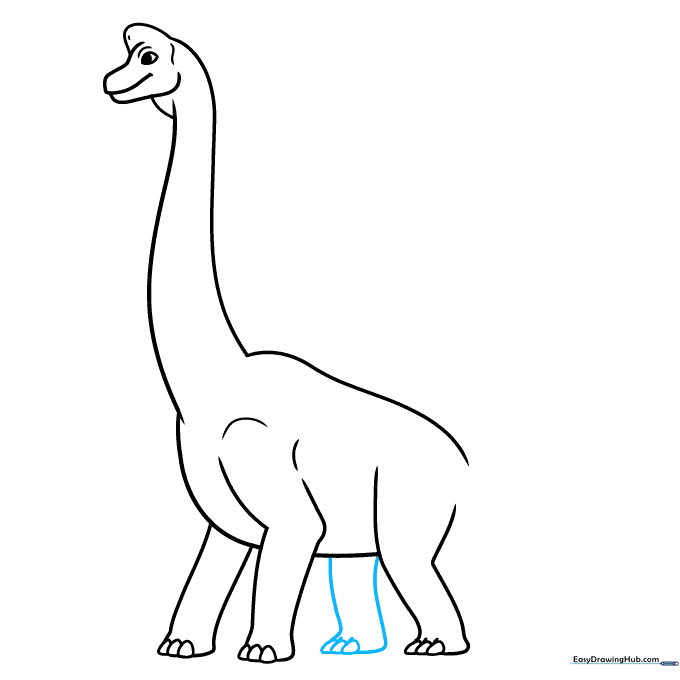 Sketching the final back leg to complete the four-legged stance.