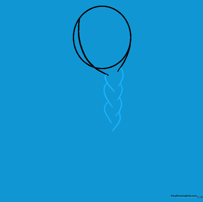 Drawing the first interlocking curved segments of the braid.