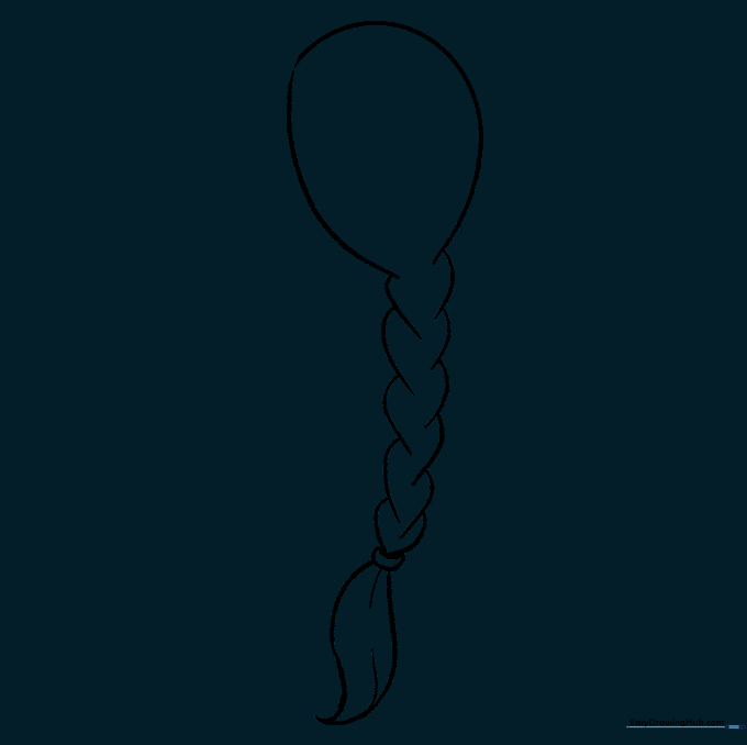 Erasing the initial guide lines to reveal the clean braid outline.