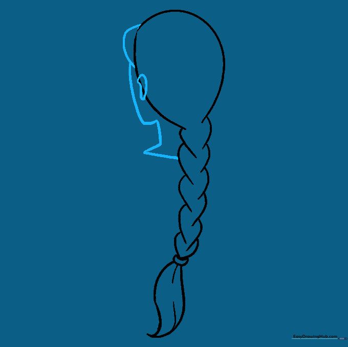 Drawing the chin, neck, and ear to frame the face.