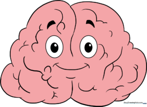 A colorful, friendly cartoon brain illustration.