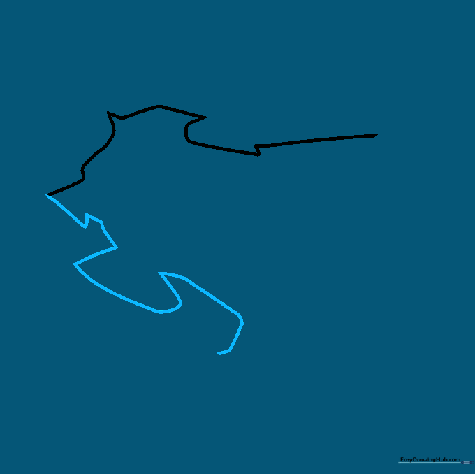 Expanding the jagged outline of the wall hole using varied pencil strokes.