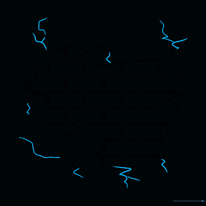 Refining the cracks with small branching lines for added realism.