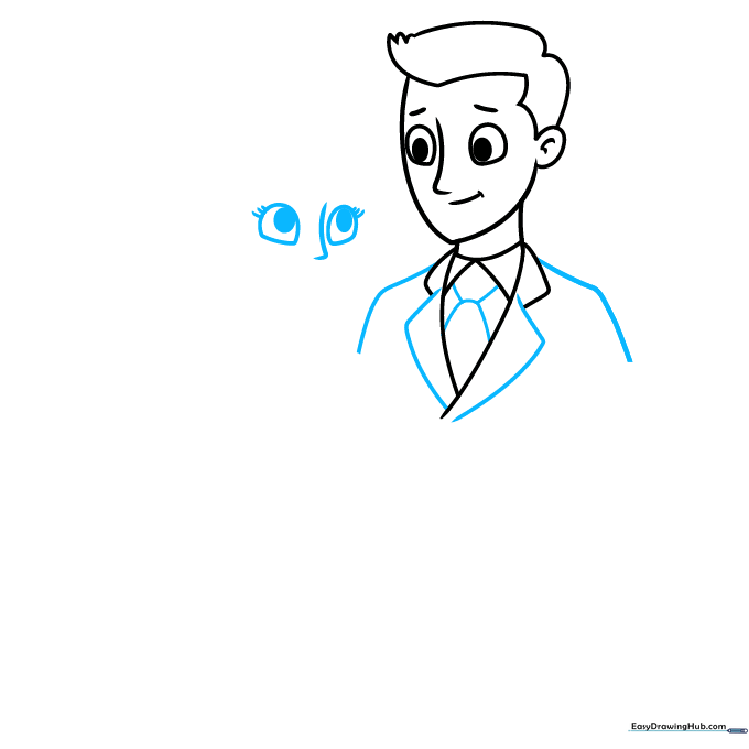 Adding the groom's necktie and the bride's facial features including eyes and nose.