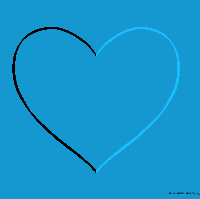 A complete heart outline created by mirroring the first curved line.