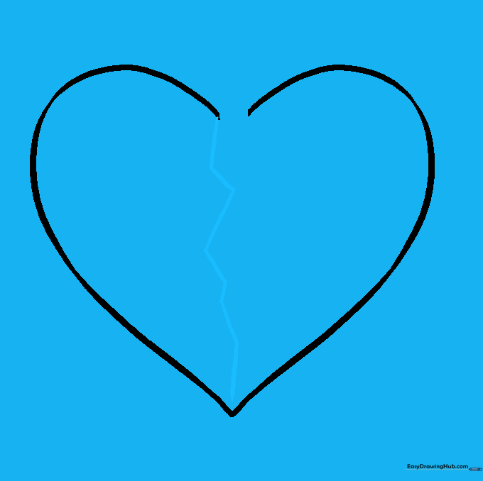 A heart with a jagged, lightning-bolt style line drawn through the center.
