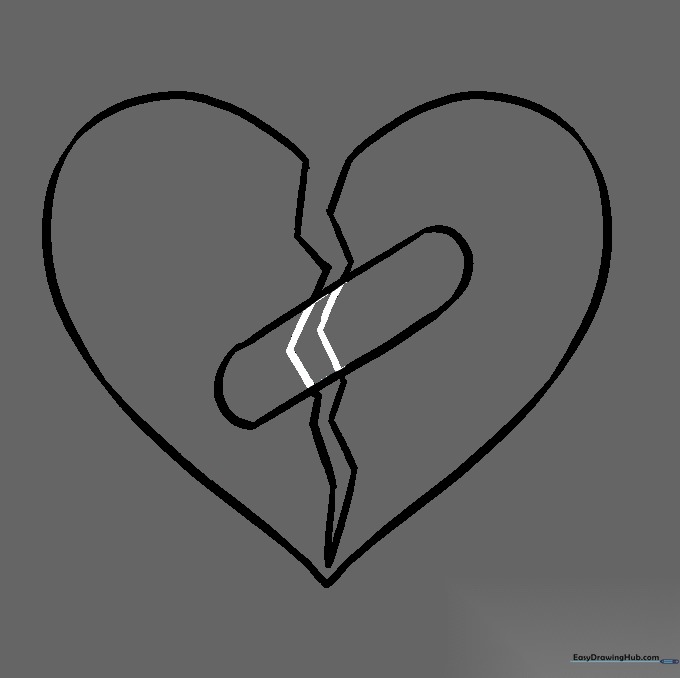 The bandage shape with the heart lines erased from its center.
