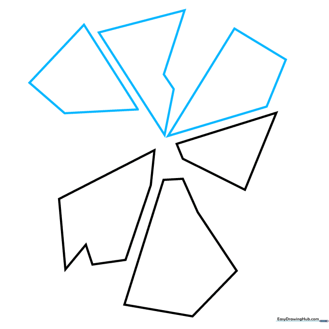 Drawing showing additional geometric shapes added to the top half of the mirror frame.
