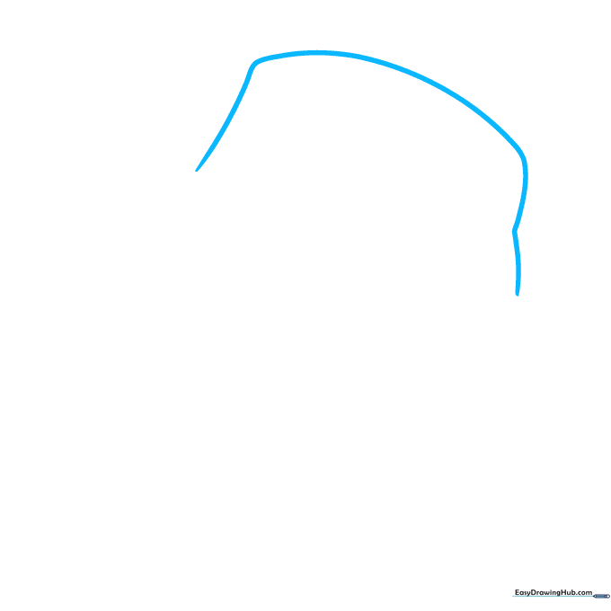 A simple curved line representing the top crown of a bucket hat on a white background.