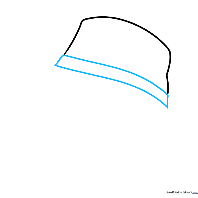 The crown of the hat with a rectangular hatband added underneath.