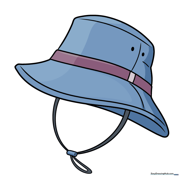 The completed bucket hat drawing, ready for coloring.
